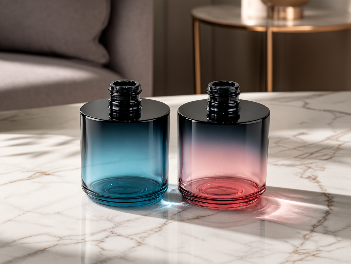Frascos degradê azul e rosé
