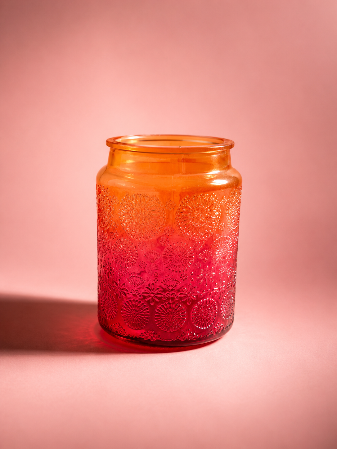 Pote texturizado em degradê laranja e pink
