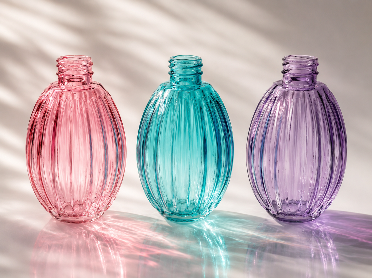 Trio canelado rosé, turquesa e lilás