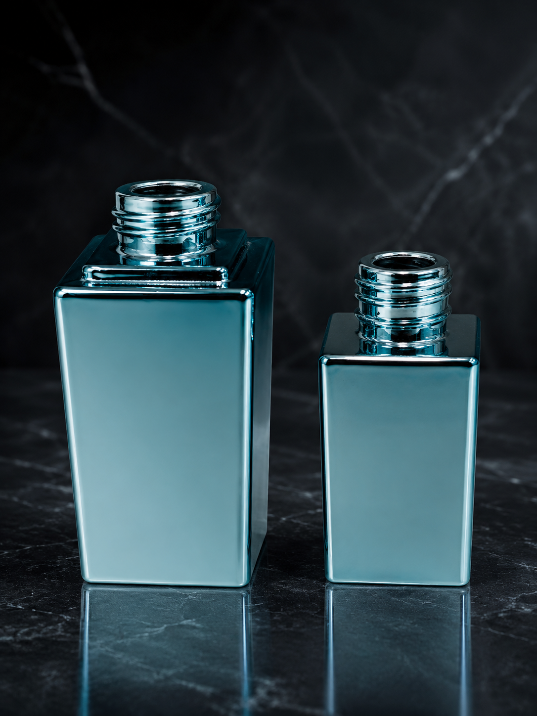 Dupla de frascos azul metalizado